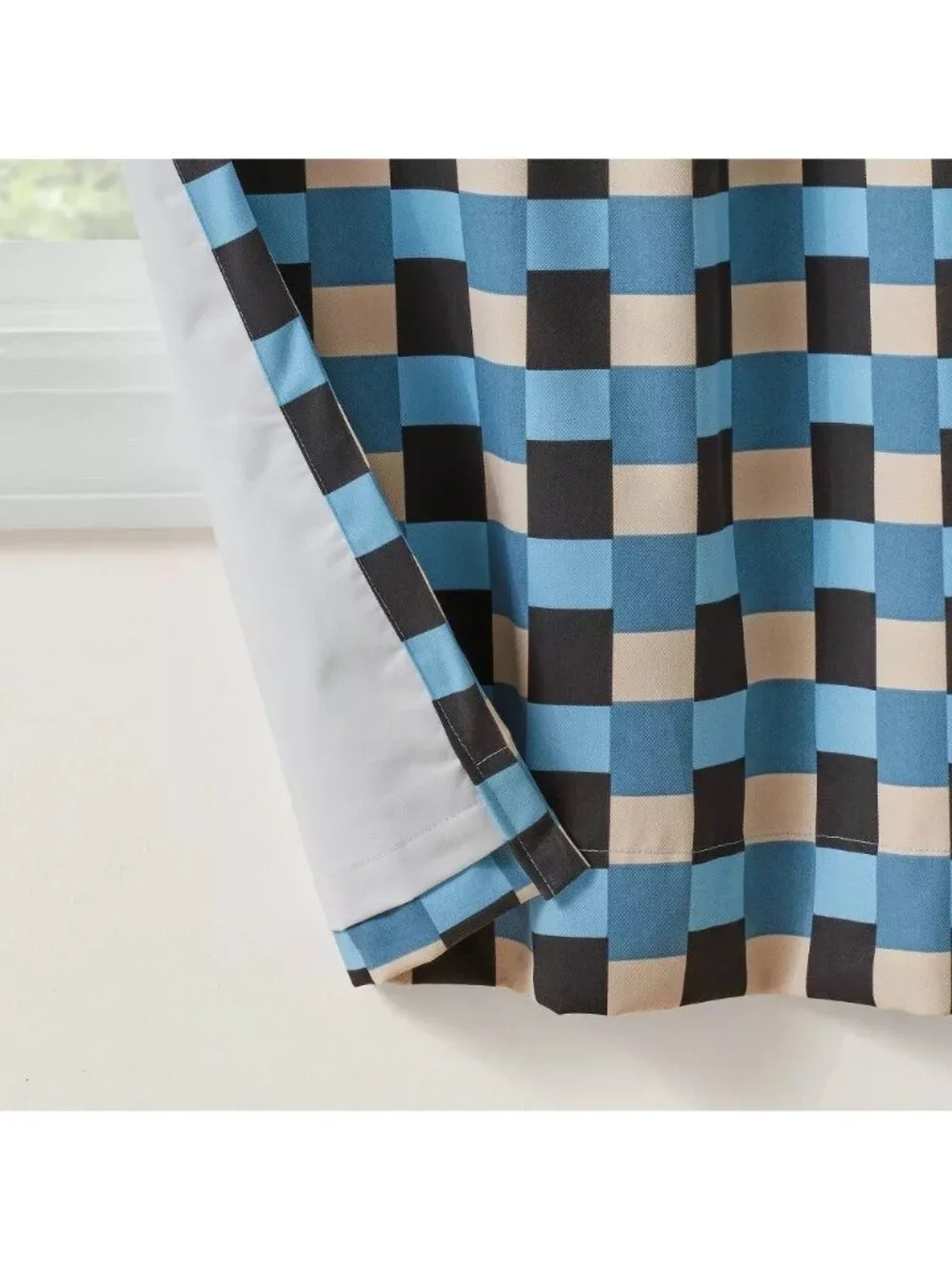 Pillowfort Blue Checkered Weave Single Blackout & Lined Curtain Panel 42